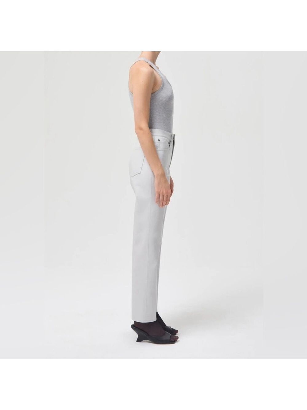 NEW AGOLDE Recycled Leather 90's Pinch Waist Jeans Size 26 in Wisp (Dove Grey) - Picture 5 of 10